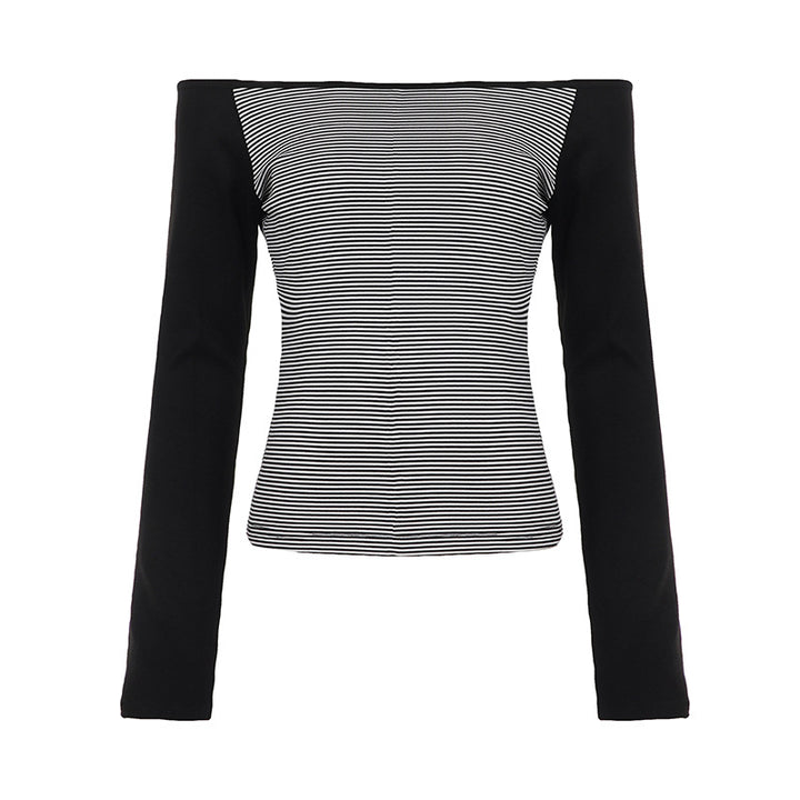 Damen nan figurnahes Raglan-Langarmshirt mit feinem Streifenjersey, schmaler Taille und elastischem Stretchmaterial Drune