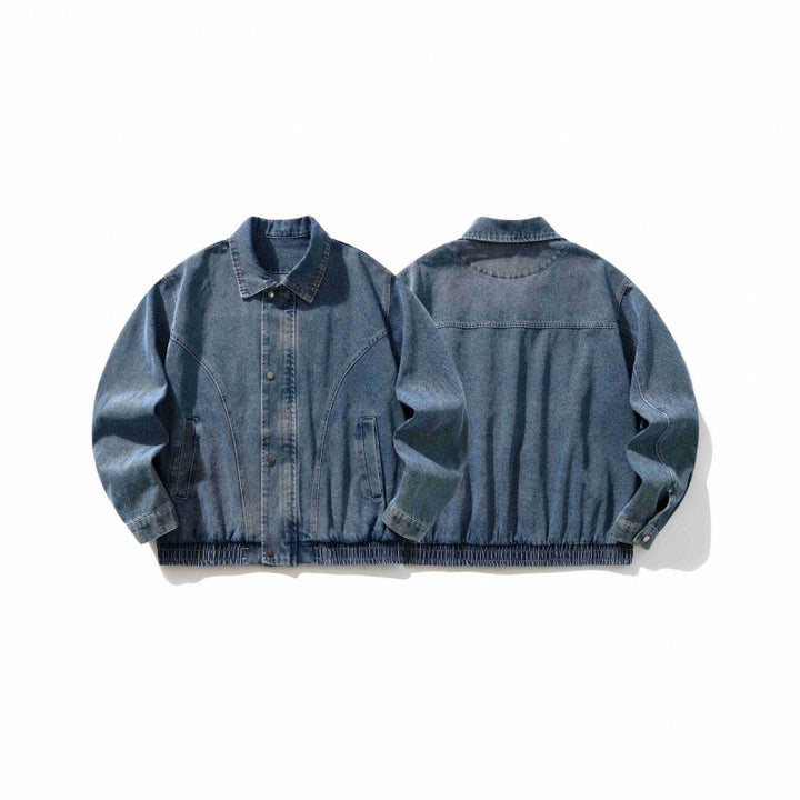 Herren Oversize-Jeansjacke mit elastischem Saum und verdeckter Druckknopfleiste Drune