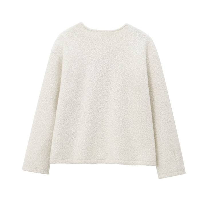 Damen nan kuscheliger Bouclé-Pullover mit Rundhalsausschnitt und entspannter Oversize-Silhouette Drune