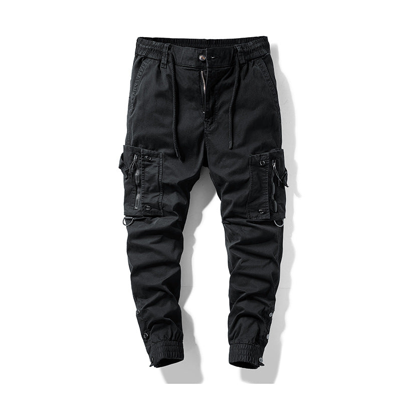 Herren Multifunktionale Cargo-Jogginghose mit Tunnelzugbund, Reißverschluss‑Taschen und verstellbaren Knöchelbündchen Drune