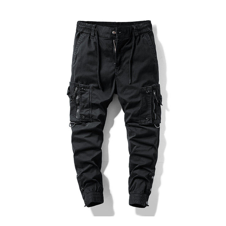 Herren Multifunktionale Cargo-Jogginghose mit Tunnelzugbund, Reißverschluss‑Taschen und verstellbaren Knöchelbündchen Drune