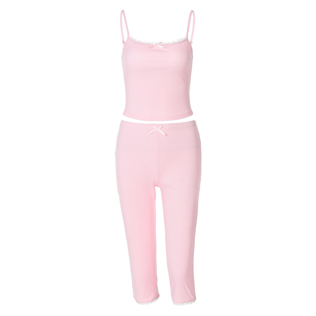 Damen Sportliches Crop-Top und Capri-Hose Set Drune