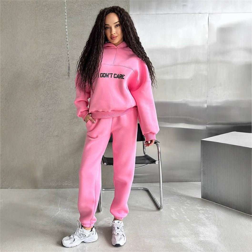 Damen Oversized Hoodie- und Jogginghose-Set aus French-Terry mit Statement-Print Drune