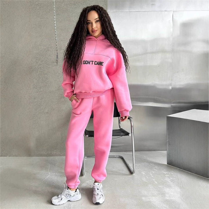 Damen Oversized Hoodie- und Jogginghose-Set aus French-Terry mit Statement-Print Drune