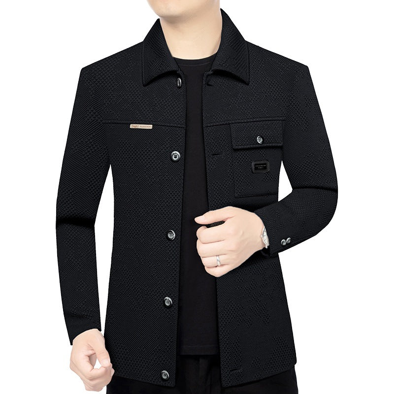 Herren Strukturiertes Overshirt im Glencheck-Relief mit Hemdkragen Drune