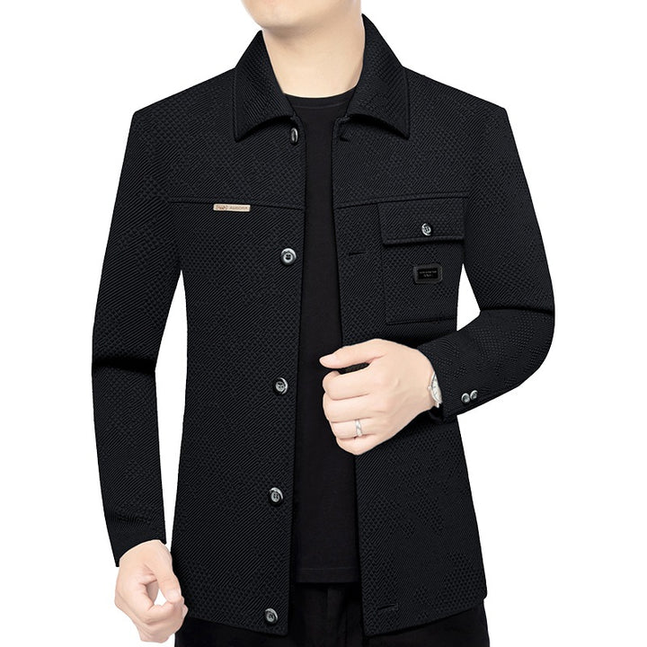 Herren Strukturiertes Overshirt im Glencheck-Relief mit Hemdkragen Drune