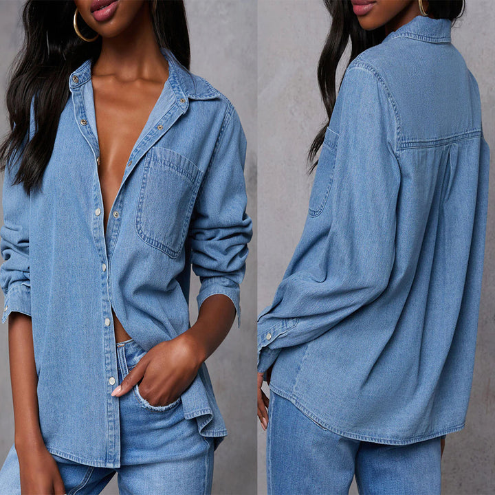 Damen Jeanshemd mit lässigem Schnitt und praktischen Brusttaschen Drune