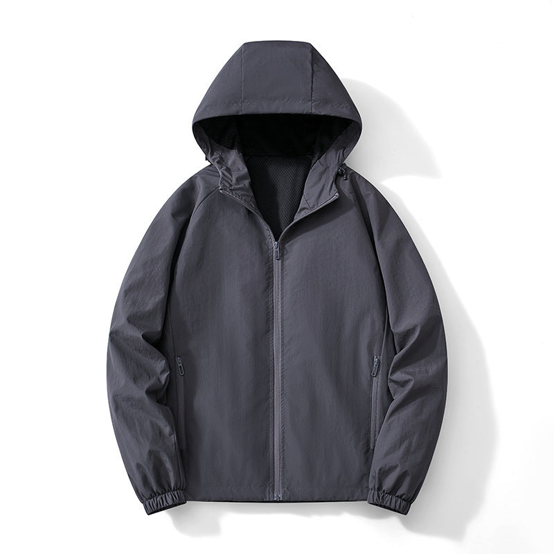 Herren Ultraleichter Kapuzen-Windbreaker mit atmungsaktivem Mesh‑Futter und verdecktem Reißverschluss Drune