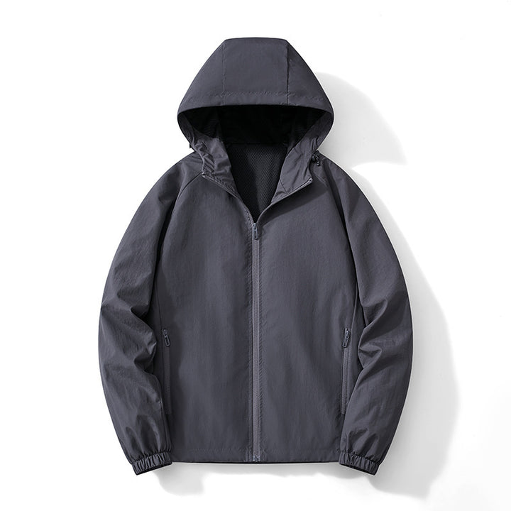 Herren Ultraleichter Kapuzen-Windbreaker mit atmungsaktivem Mesh‑Futter und verdecktem Reißverschluss Drune