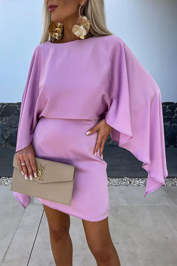 Damen elegantes Minikleid mit fließendem Schnitt und Statement-Ärmeln Drune