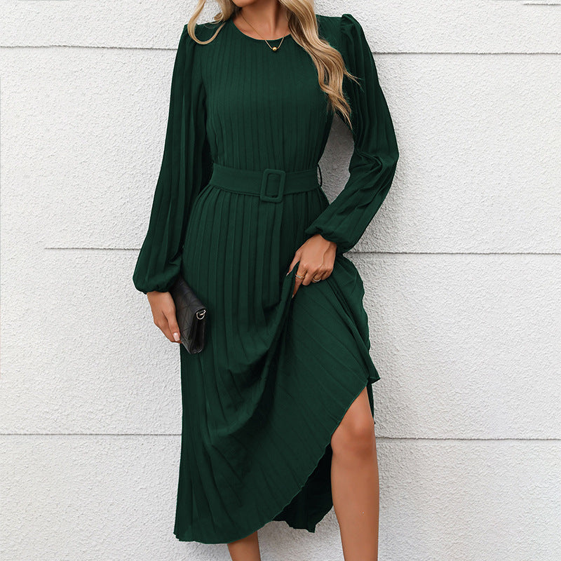 Damen Elegantes Plissee-Midikleid Drune