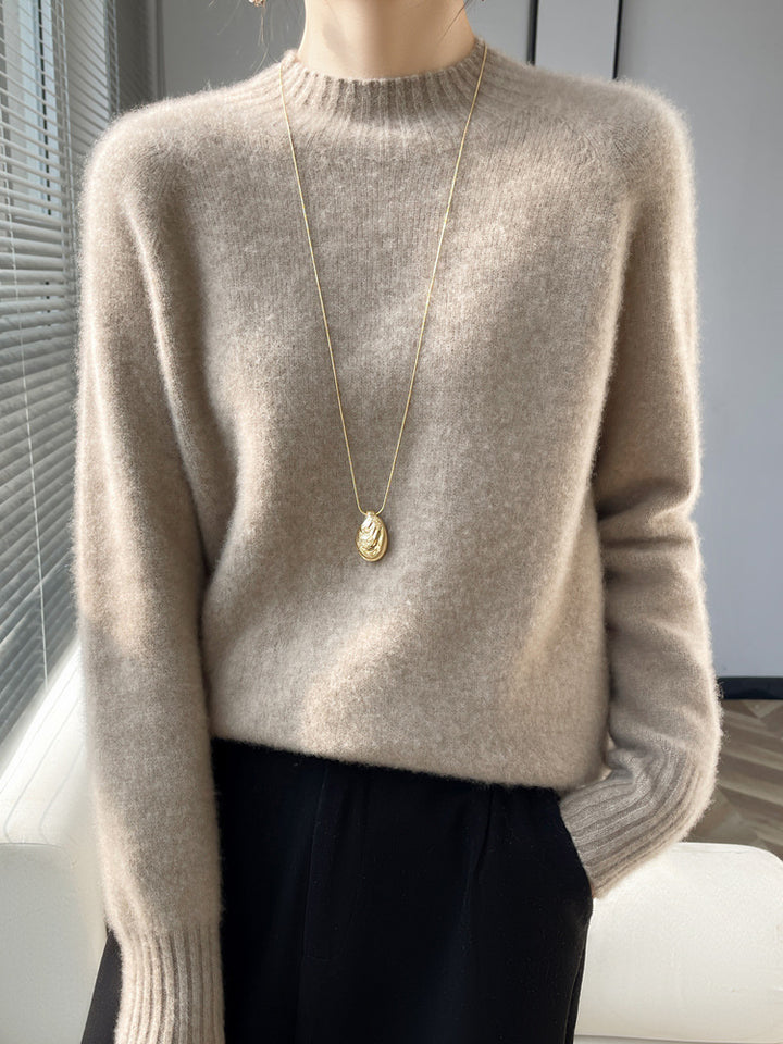 Damen Kurz-Mockneck-Pullover aus flauschigem Mohair-Mix mit kastiger Silhouette Drune