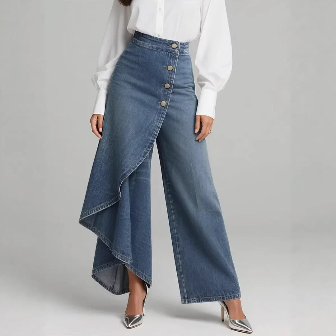 Damen Jeansrock mit asymmetrischem Schnitt und Knopfdetails Drune