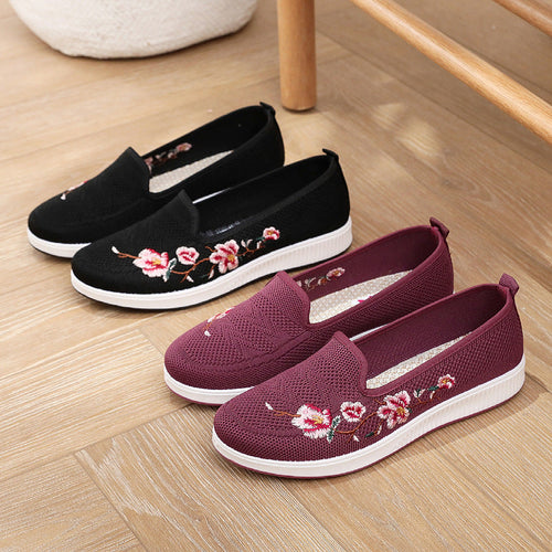 Damen Slip-On Sneaker mit floralem Stickmuster Drune