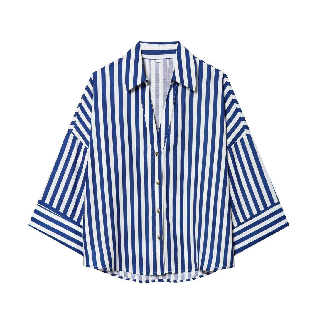 Damen Modernes gestreiftes Blusenshirt mit oversized Schnitt Drune