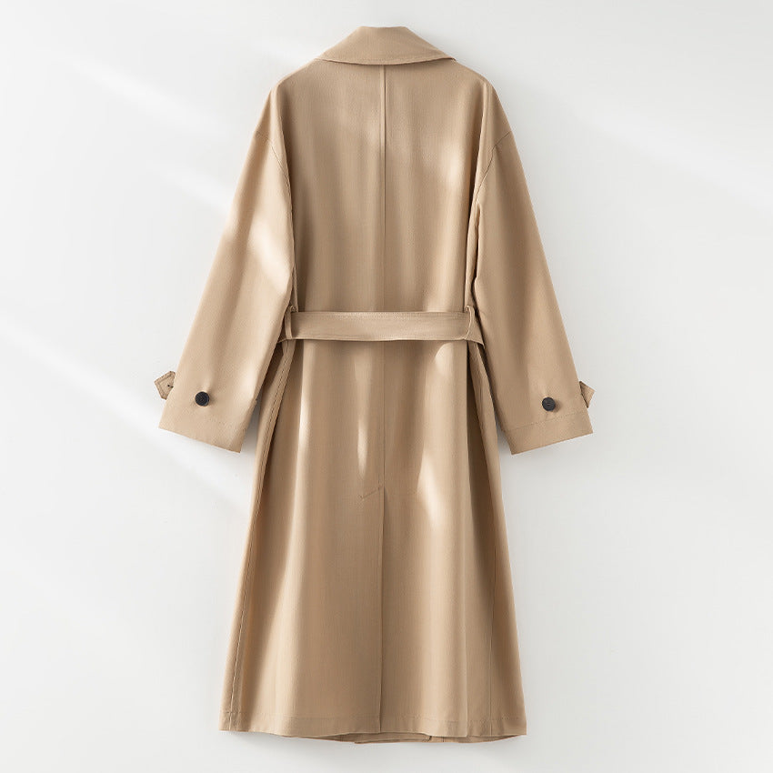Herren Langer Doppelreihiger Trenchcoat mit Oversize-Schnitt und Reverskragen Drune