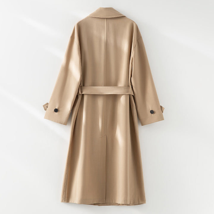 Herren Langer Doppelreihiger Trenchcoat mit Oversize-Schnitt und Reverskragen Drune