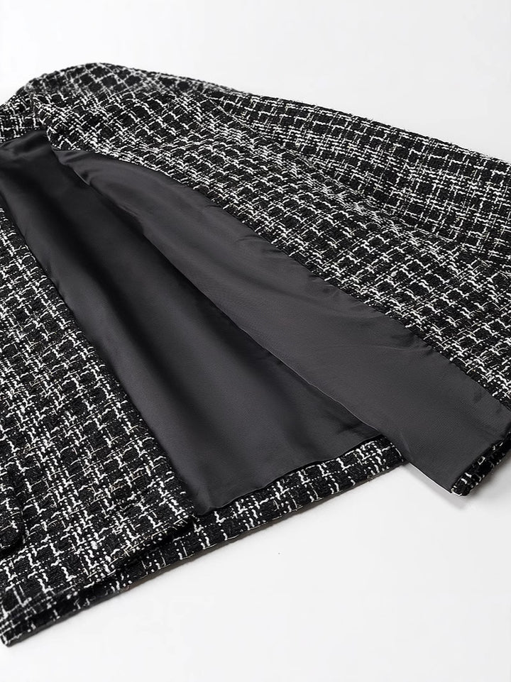 Damen elegante Tweed-Jacke mit goldenen Knöpfen Drune
