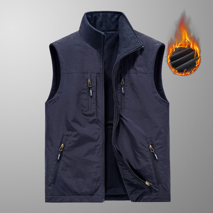 Herren Thermo-Outdoorweste mit Fleece-Innenfutter, windabweisender Shell und Mehrfach-Reißverschlusstaschen Drune