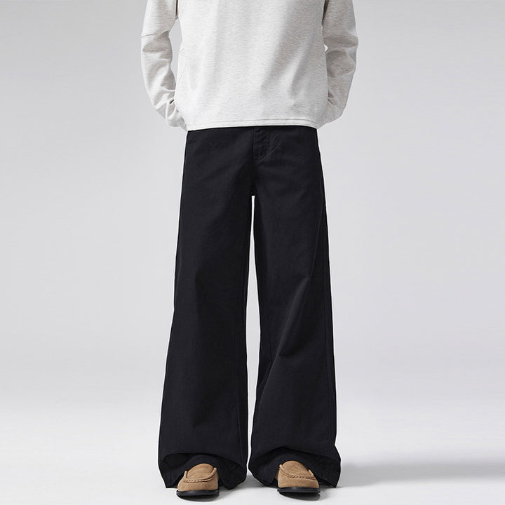 Damen Hochgeschnittene Extraweite Palazzo-Hose aus Baumwoll‑Twill mit bodenlanger Silhouette Drune