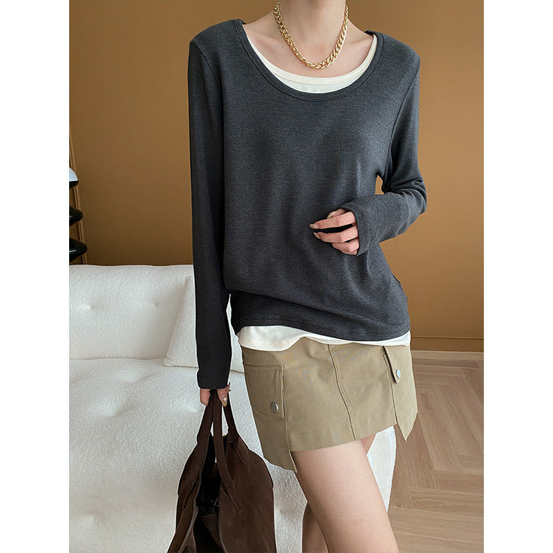 Damen Langarmshirt mit weitem Halsausschnitt Drune