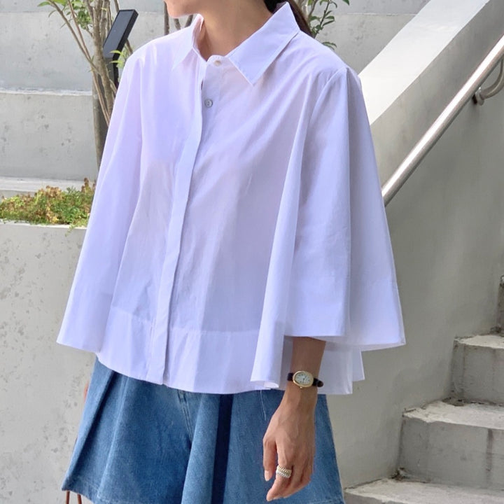 Damen Weite Oversize‑Hemdenbluse mit Cape‑Ärmeln und kastiger Silhouette Drune