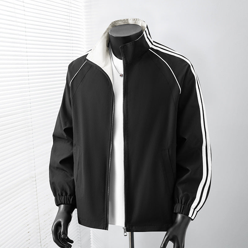 Herren Leichte Track‑Blousonjacke mit Stehkragen und Kontraststreifen Drune