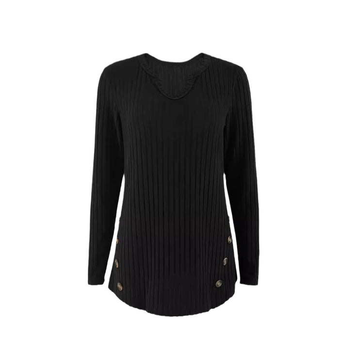 Damen Strickoberteil mit Knopfdetails und V-Ausschnitt Drune