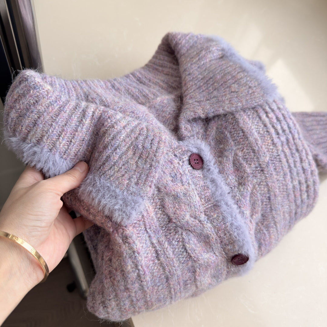 Damen Gemütlicher Strickcardigan mit hoher Knopfleiste Drune