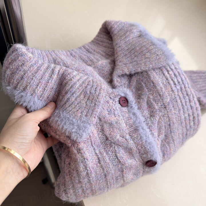 Damen Gemütlicher Strickcardigan mit hoher Knopfleiste Drune