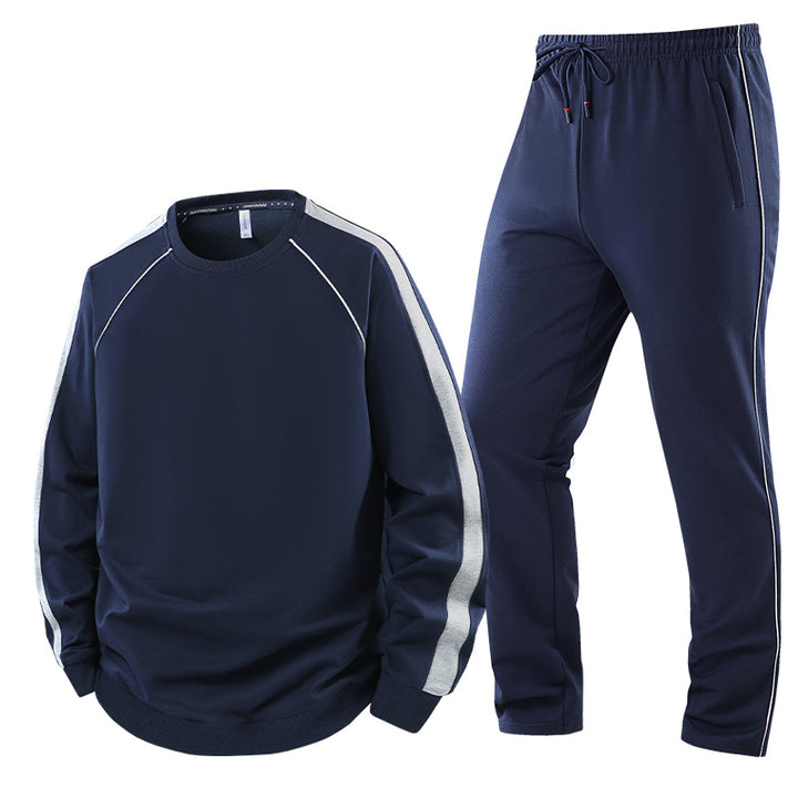 Herren Sportliches Trainingsanzug-Set aus French-Terry mit seitlichen Kontraststreifen, Rundhalsausschnitt & tapered Jogginghose Drune