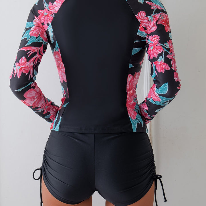 Damen Funktions-Badeanzug mit floralem Design und kurzem Schnitt Drune