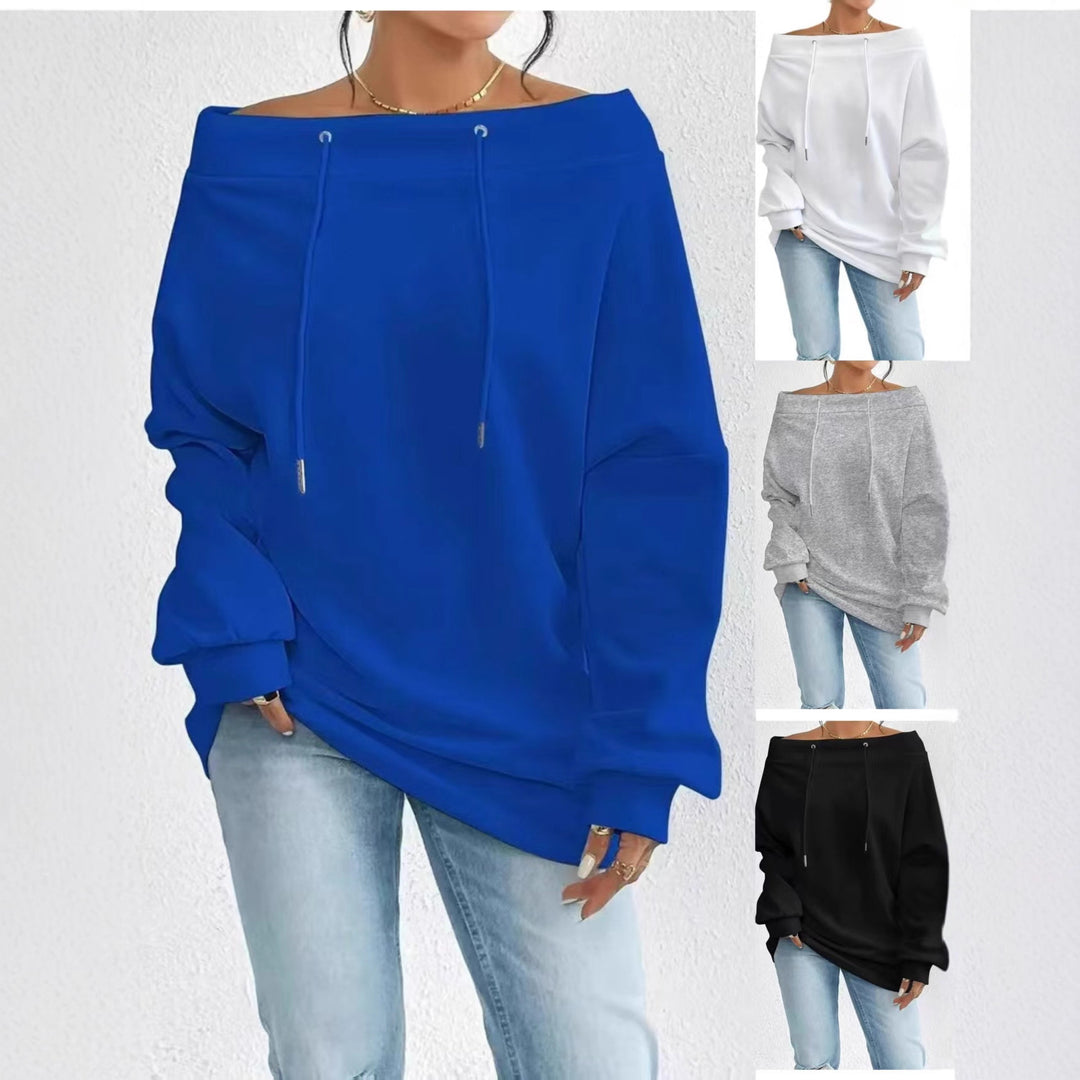 Damen Oversized Sweatshirt mit lässigem Off-Shoulder-Ausschnitt Drune