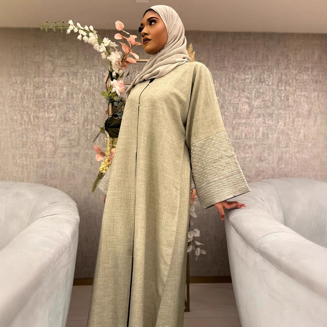 Damen elegante Maxikleid mit modischen Trompetenärmeln und feinen Details Drune
