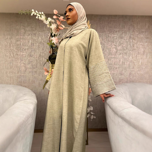 Damen elegante Maxikleid mit modischen Trompetenärmeln und feinen Details Drune