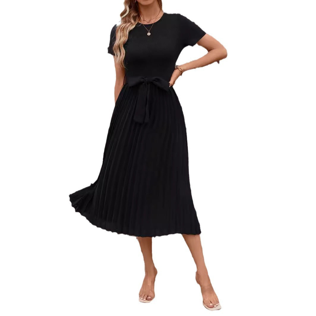 Damen Elegantes Midikleid mit tailliertem Design und schwingendem Rock Drune