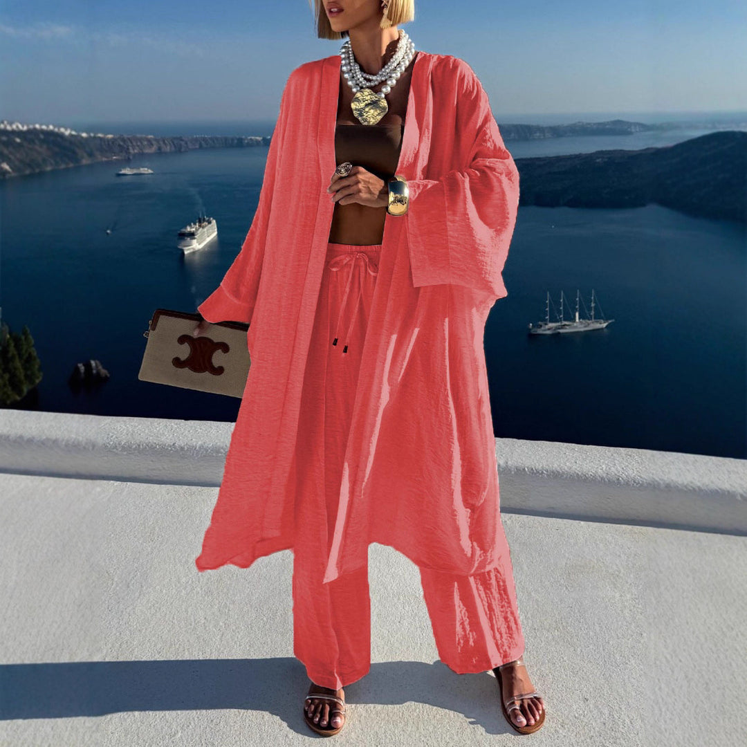 Damen luftiger Kaftan-Set mit weiten Ärmeln Drune