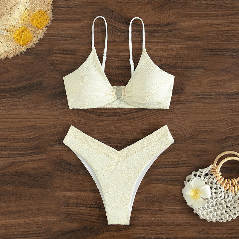 Damen Triangel-Bikini mit dekorativem Ringdetail Drune