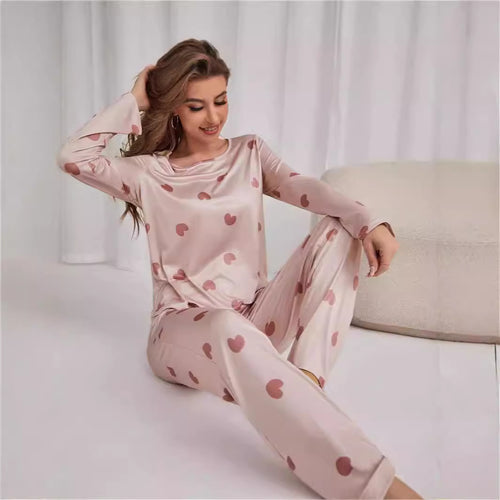 Damen Satin Pyjama Set Drune