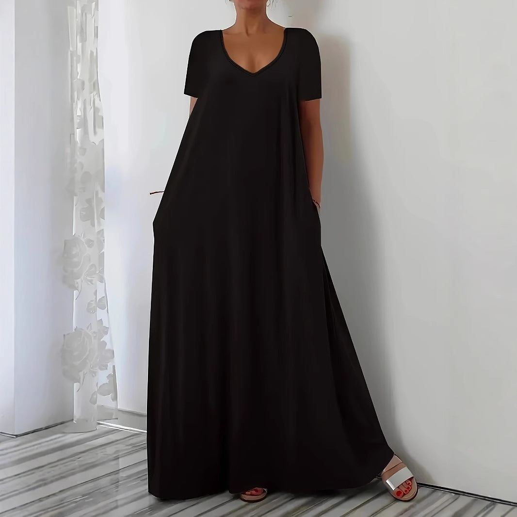 Damen Maxikleid mit U-Ausschnitt und praktischen Taschen Drune