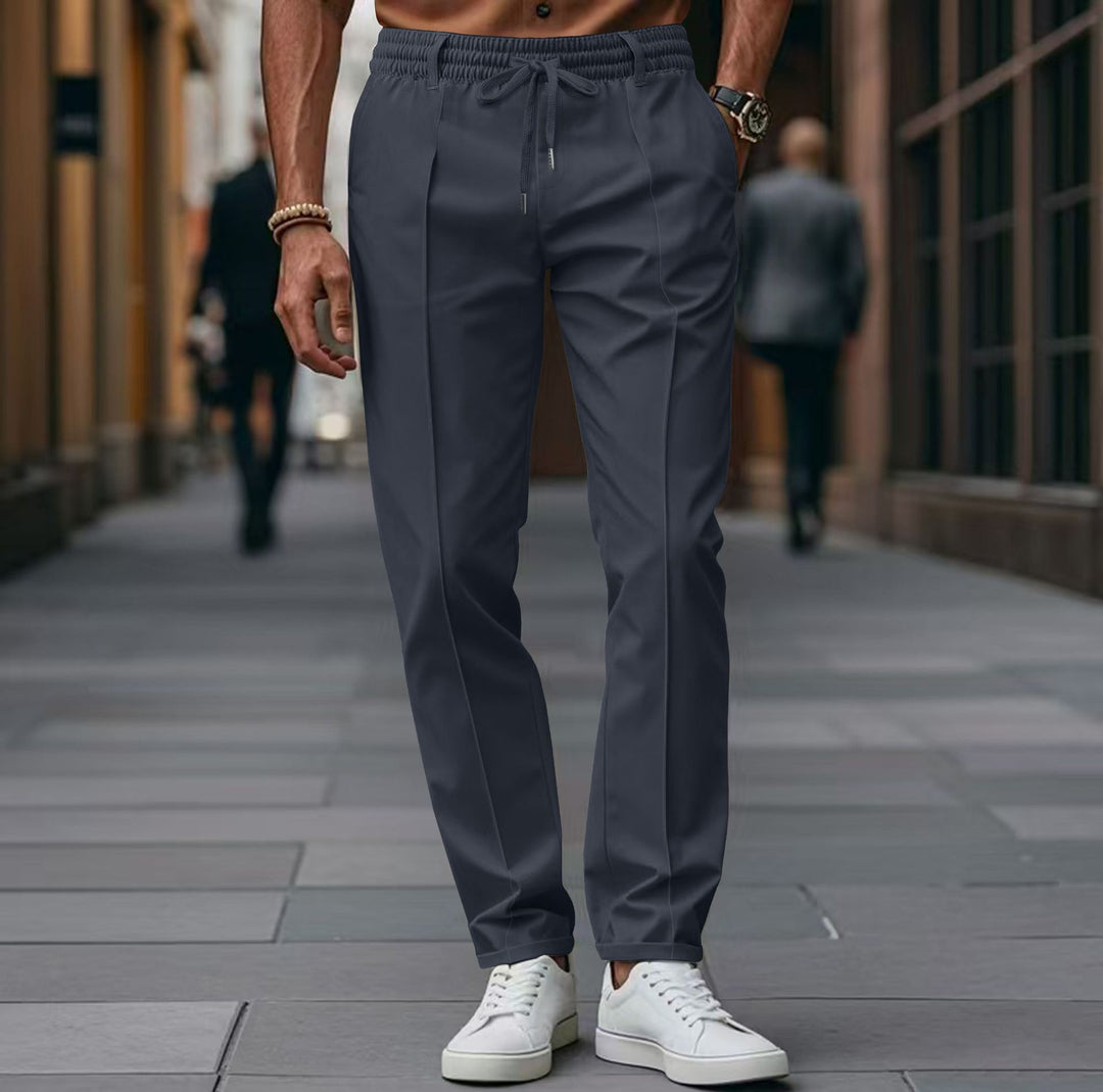 Herren elegante Chinohose mit dehnbarem Bund und seitlichen Taschen Drune