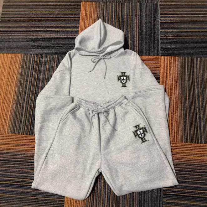 Unisex nan zweiteiliges Lounge-Set aus schwerer Baumwollmischung mit Kapuze und elastischem Bundhose Drune