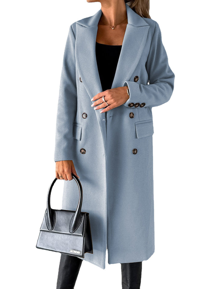 Damen Eleganter Doppelt-knopf Mantel Drune