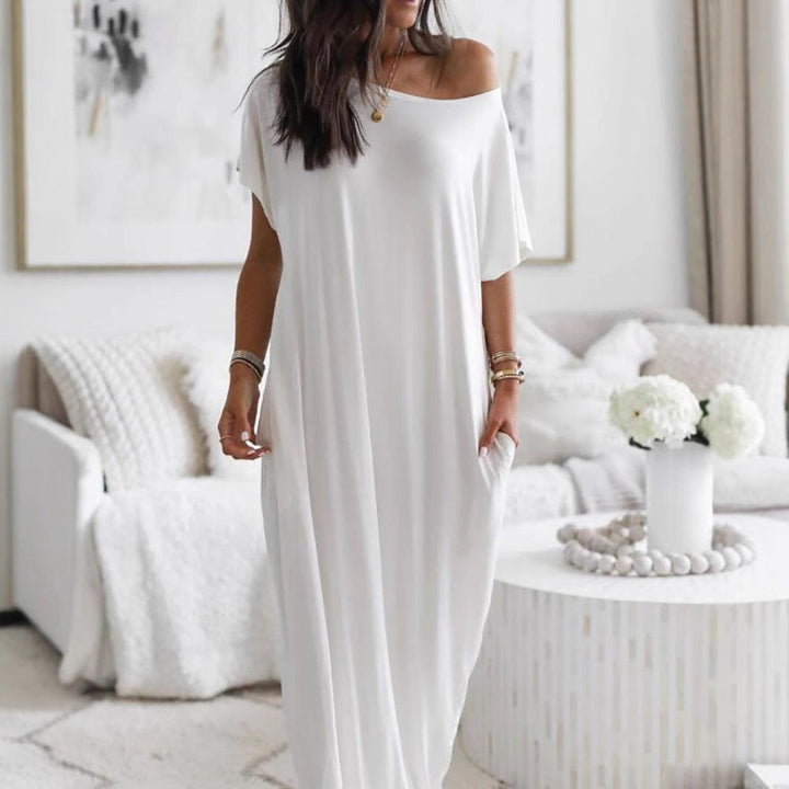 Damen lässiges Maxi-Überkleid mit weitem Schnitt und praktischen Taschen Drune