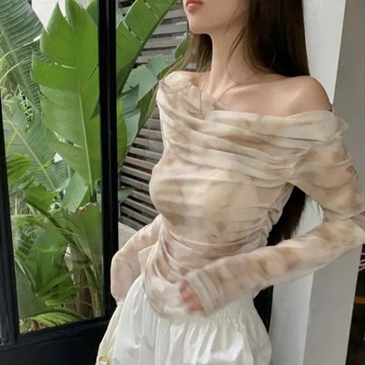 Damen Elegantes Longsleeve-Top mit gerafftem Design Drune