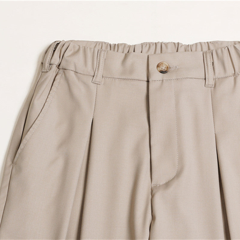 Damen Palazzo-Hose mit hoher Taille, Bügelfalten und elastischem Bund Drune