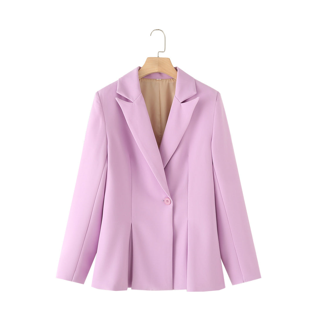 Damen nan taillierter Blazer mit Kellerfalten und Ein-Knopf-Verschluss Drune