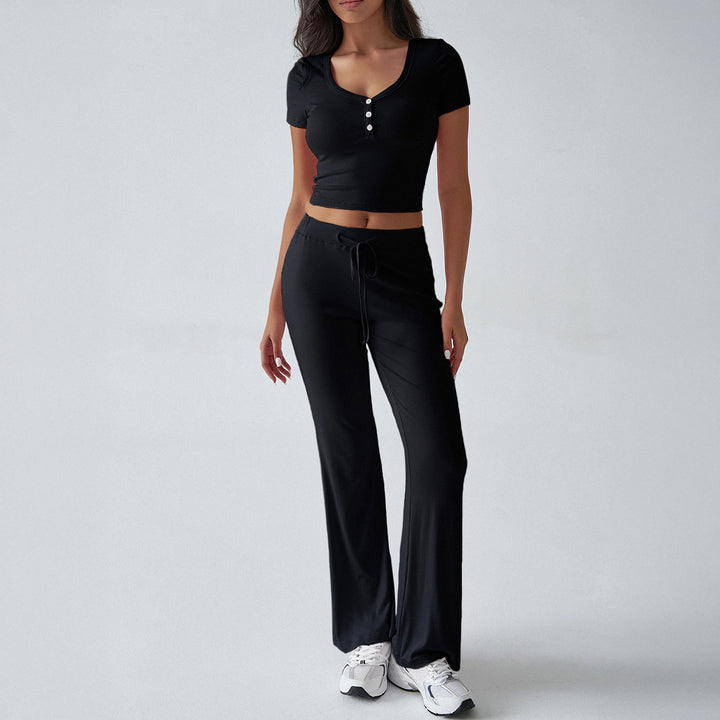 Damen Kombinations-Set mit cropped Oberteil und weiten Hosen Drune