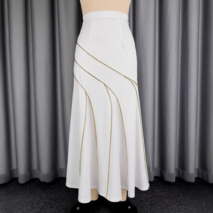 Damen eleganter Rock mit geschwungenen Ziernähten Drune