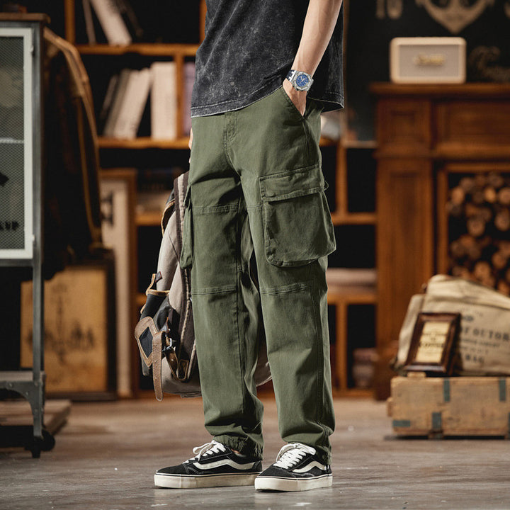 Herren Cargo-Hose im Utility-Look mit Knieabnähern und großen Klappentaschen Drune